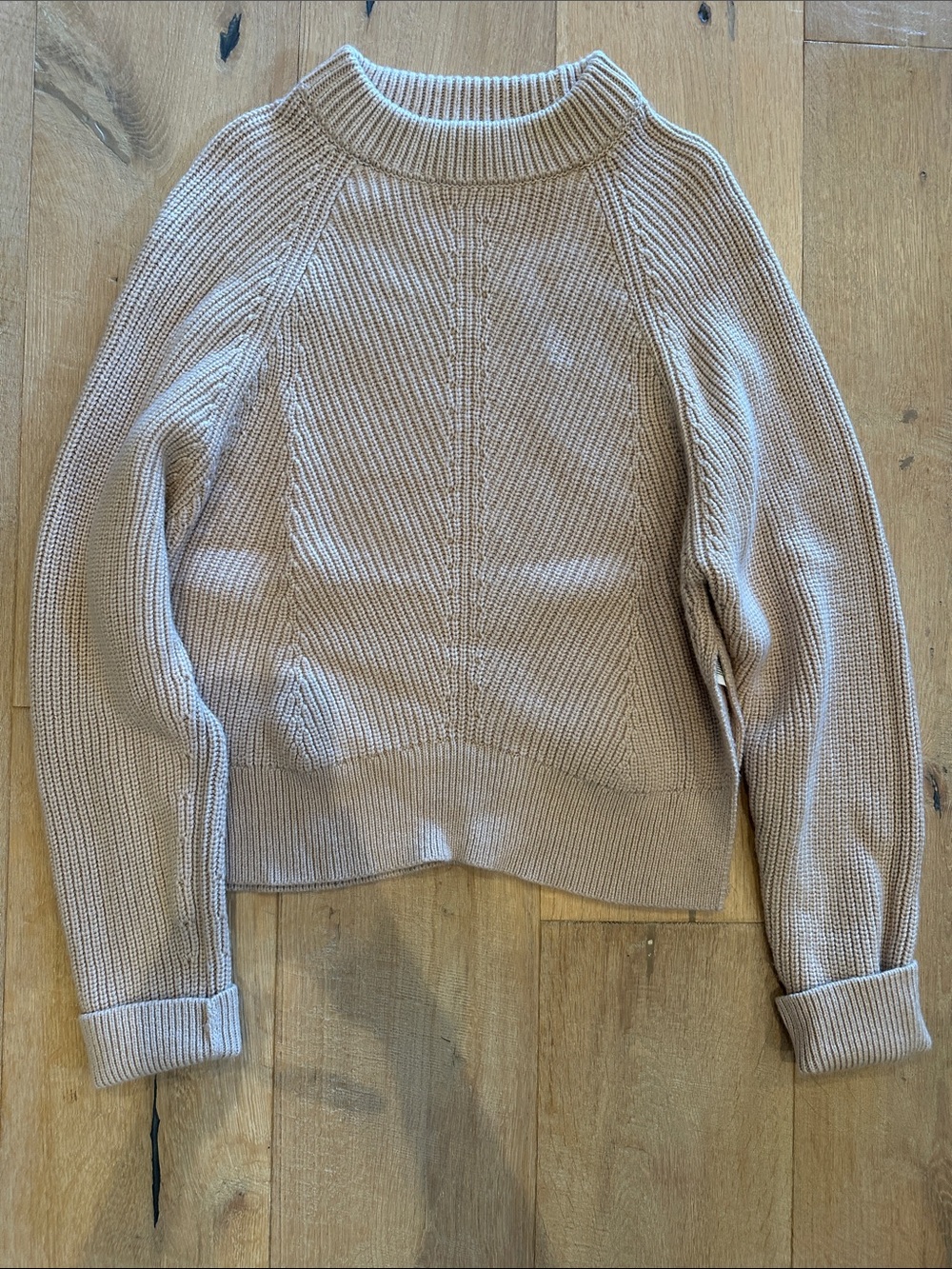 All Saints Taupe Ribbed Crew Neck Sweater